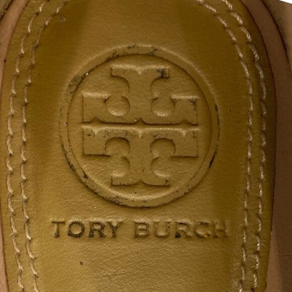 Tory Burch LOWELL 2 Tan Slip on ballet Leather Flats with logo Detail Size 6.5 - Picture 6 of 8
